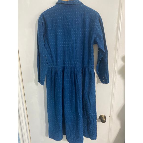 Eddie Bauer NEW denim midi dress women’s S blue embroidered 90s cottage western - Picture 3 of 4